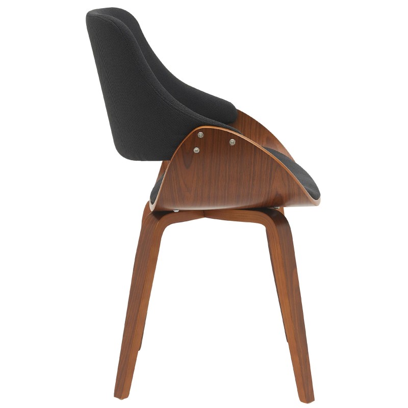 Silla de comedor Vangale en nogal/tela negra