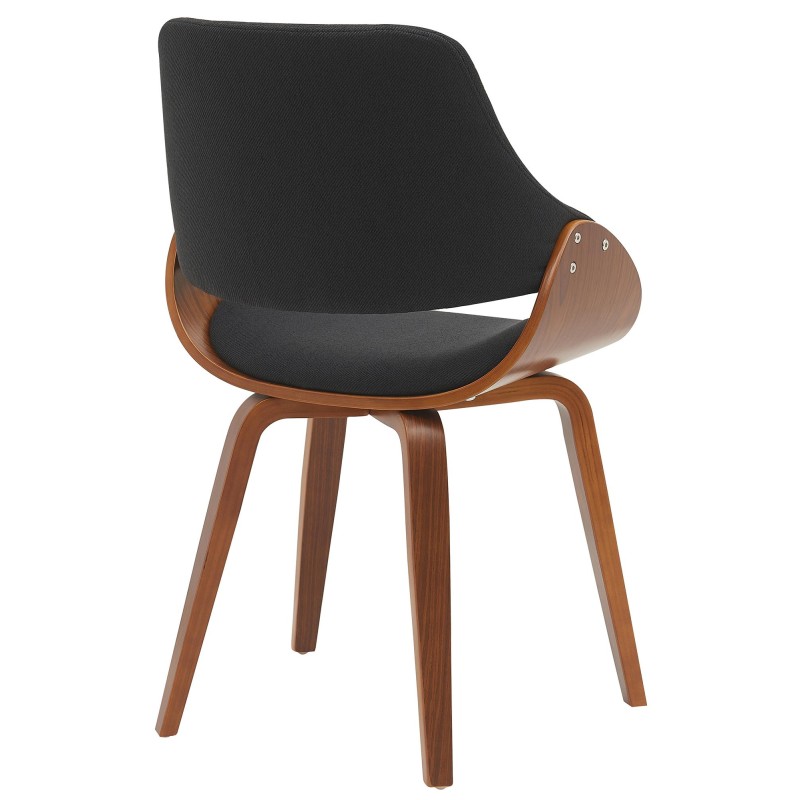 Silla de comedor Vangale en nogal/tela negra