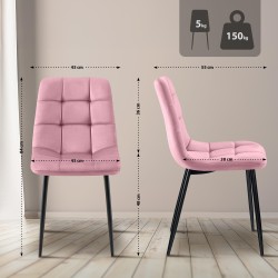 Juego de 4 sillas de comedor Antibes rosas