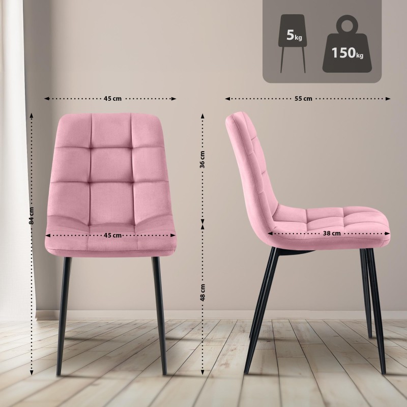 Juego de 4 sillas de comedor Antibes rosas