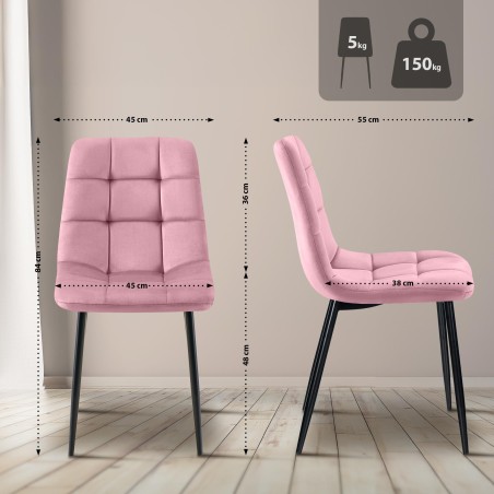 Juego de 4 sillas de comedor Antibes rosas