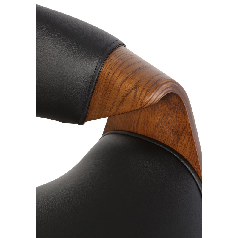 Silla de comedor Foley, piel sintética de roble negro