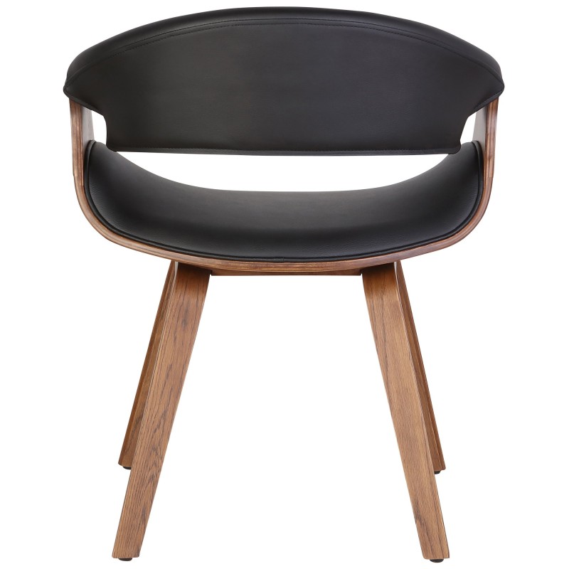 Silla de comedor Foley, piel sintética de roble negro