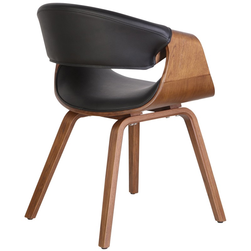 Silla de comedor Foley, piel sintética de roble negro