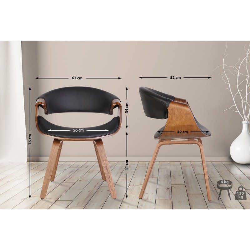 Silla de comedor Foley, piel sintética de roble negro