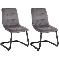 Juego de 2 sillas de comedor Vermont en terciopelo gris oscuro