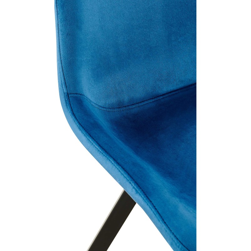 Silla de comedor Lewes de terciopelo azul oscuro