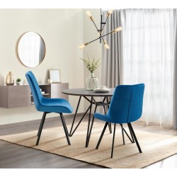 Silla de comedor Lewes de terciopelo azul oscuro