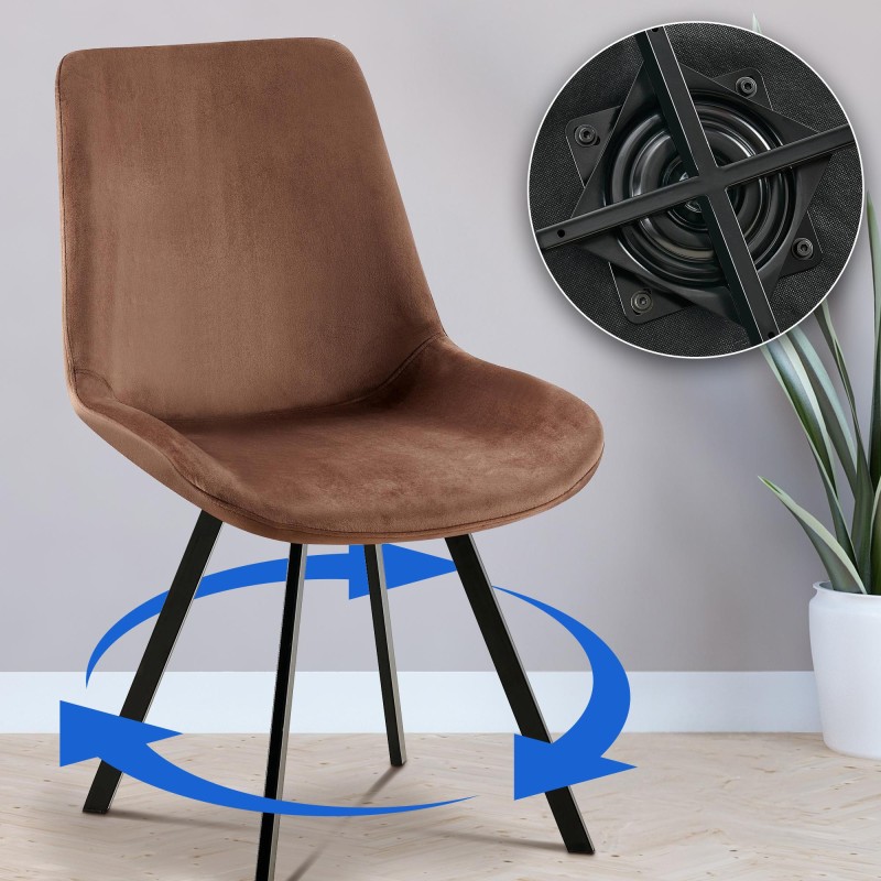 Silla de comedor Lewes de terciopelo marrón