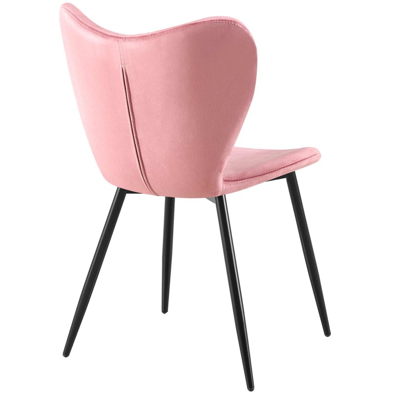 Silla de comedor Maika en terciopelo rosa
