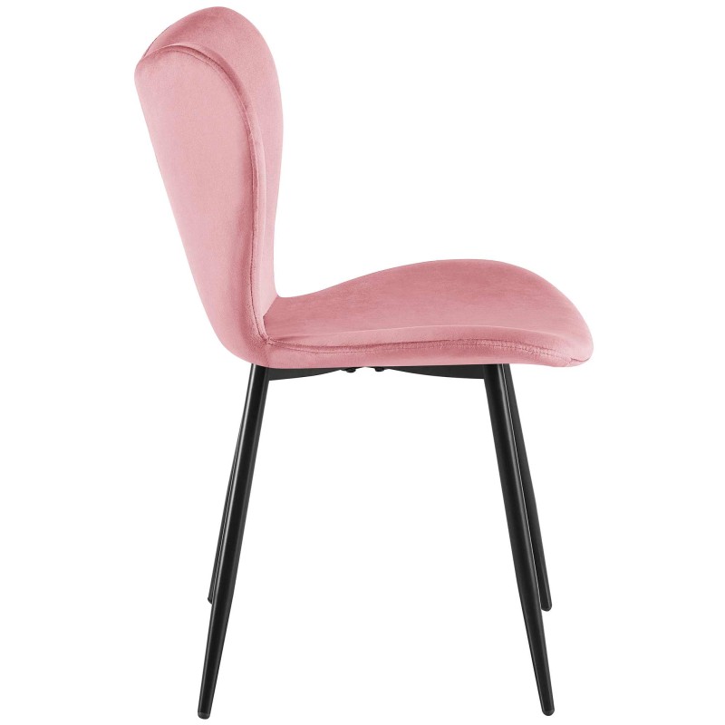 Silla de comedor Maika en terciopelo rosa