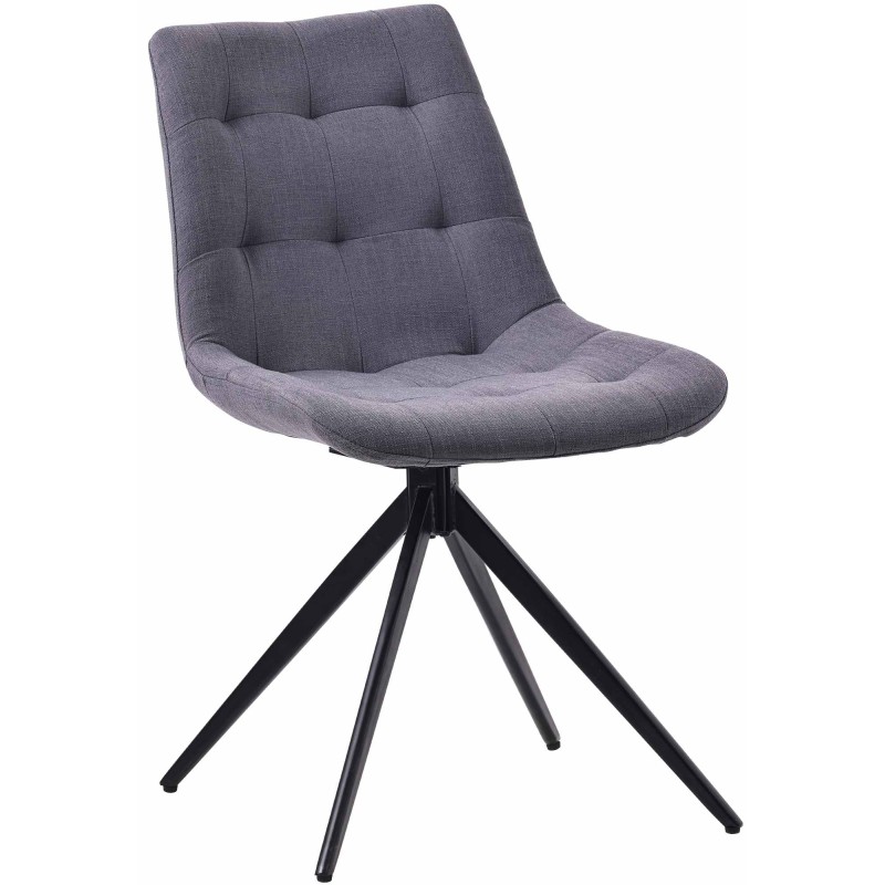 Silla de comedor Merna en tela gris oscuro