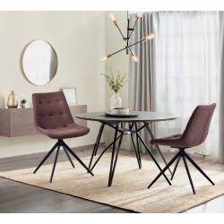 Silla de comedor Merna en tela marrón