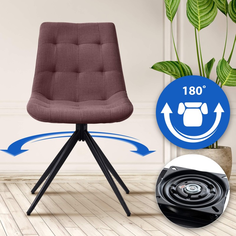 Silla de comedor Merna en tela marrón