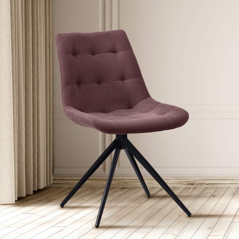 Silla de comedor Merna en tela marrón