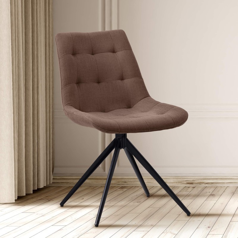 Silla de comedor Merna en tela color topo