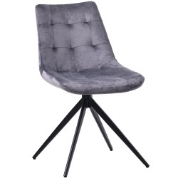 Silla de comedor Merna en terciopelo gris oscuro