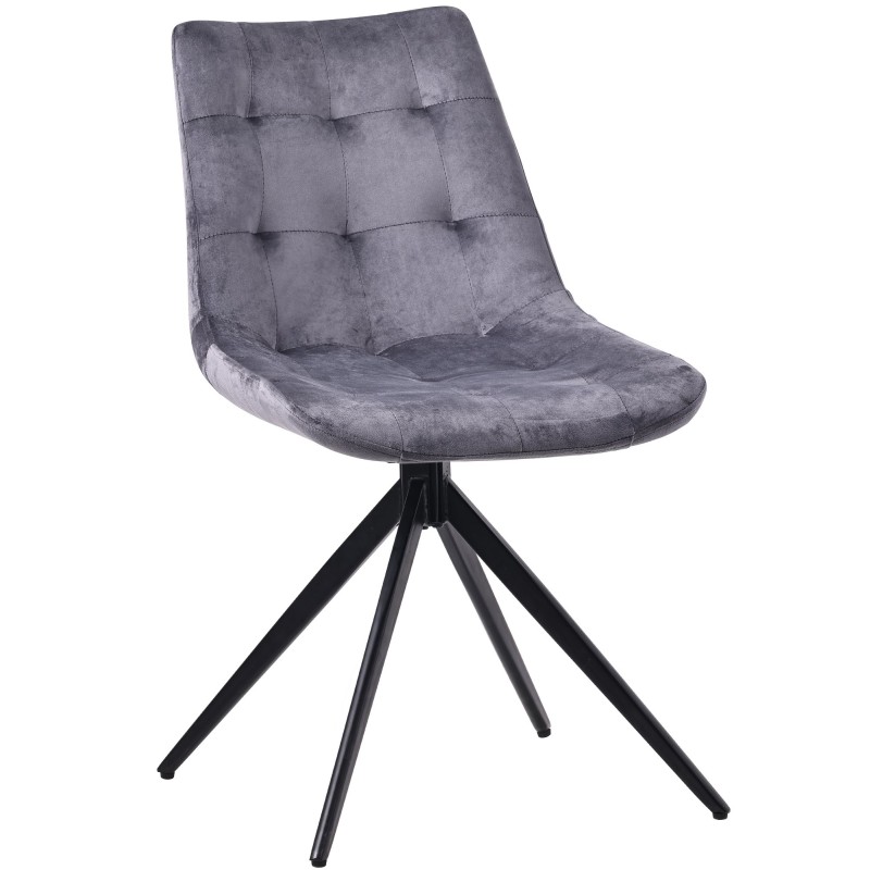 Silla de comedor Merna en terciopelo gris oscuro