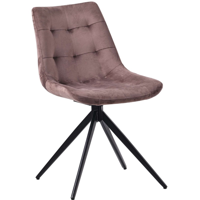 Silla de comedor Merna en terciopelo marrón