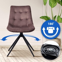 Silla de comedor Merna en terciopelo marrón