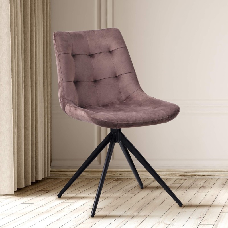 Silla de comedor Merna en terciopelo marrón