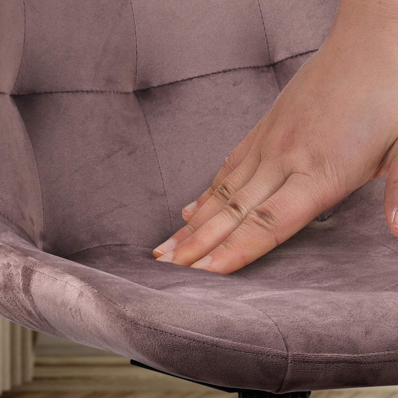 Silla de comedor Merna en terciopelo marrón