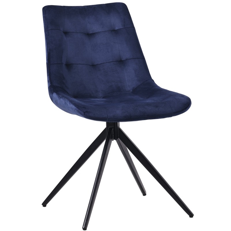 Silla de comedor Merna en terciopelo azul oscuro