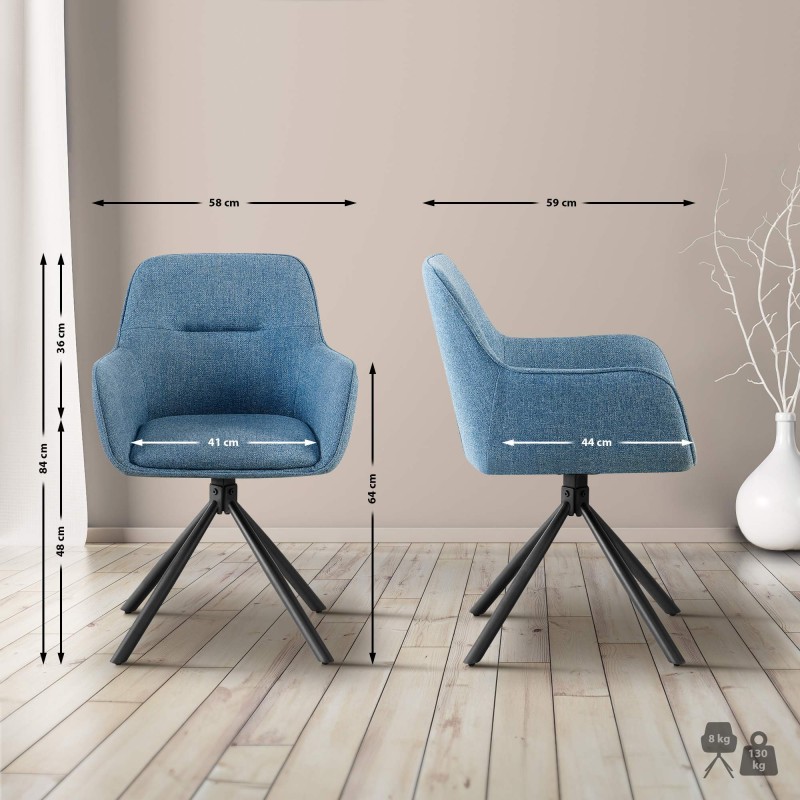 Silla Tipton en tela azul