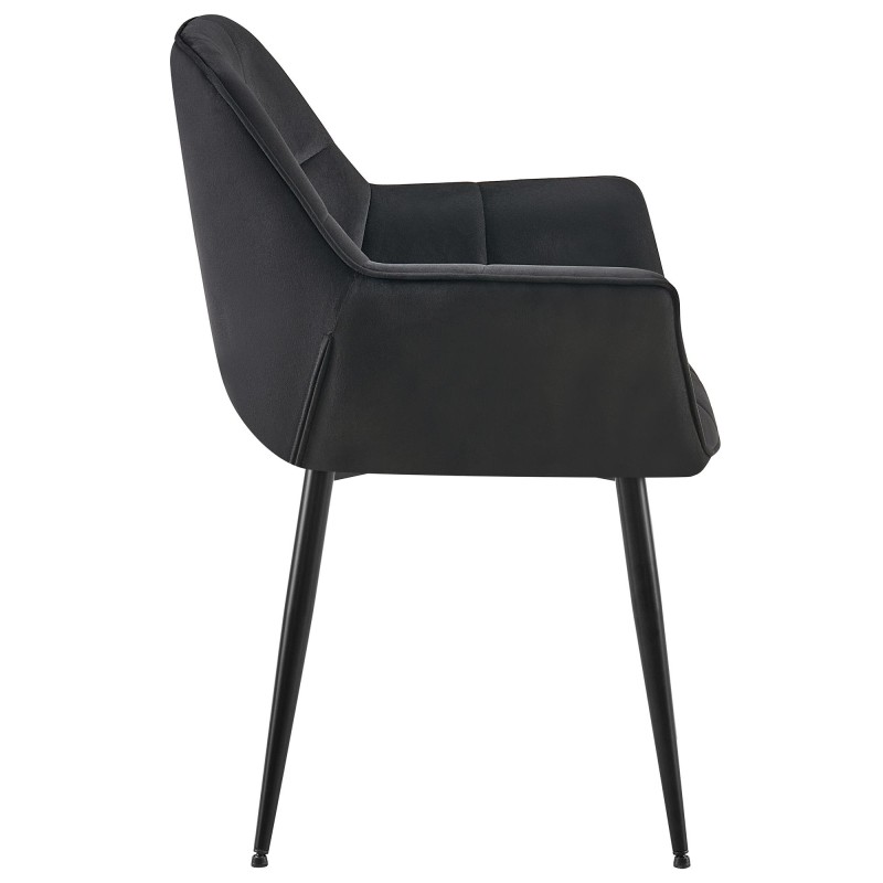 Silla de comedor Roseville de terciopelo negro