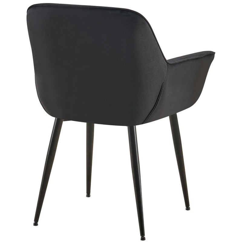 Silla de comedor Roseville de terciopelo negro