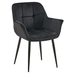 Silla de comedor Roseville de terciopelo negro