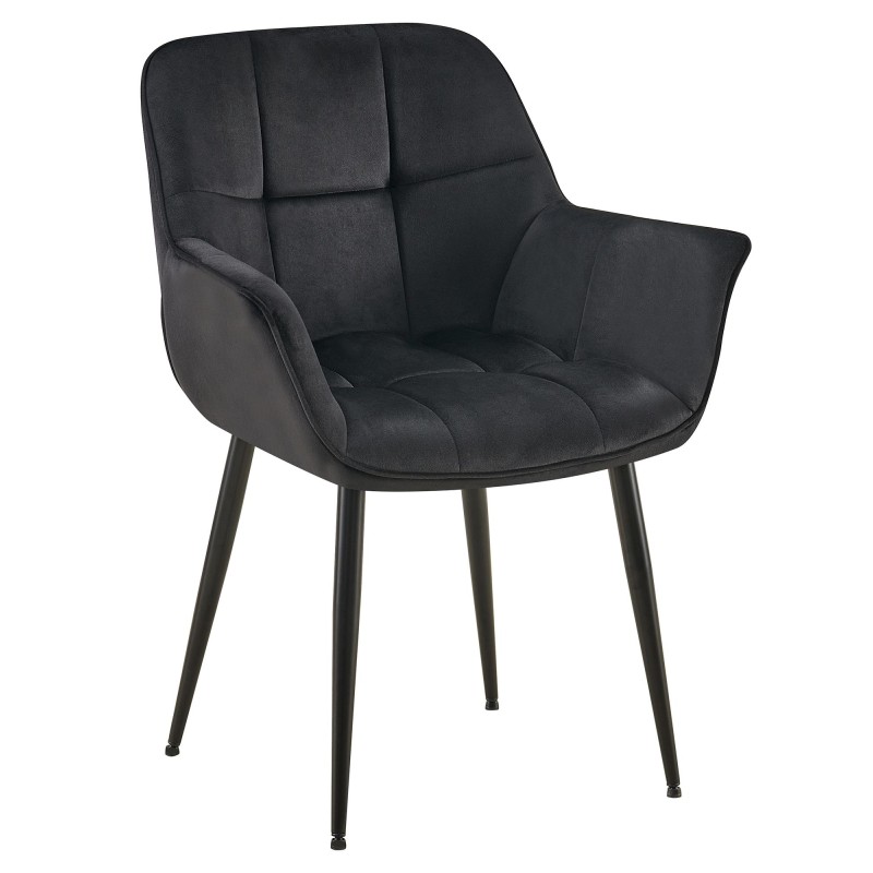 Silla de comedor Roseville de terciopelo negro