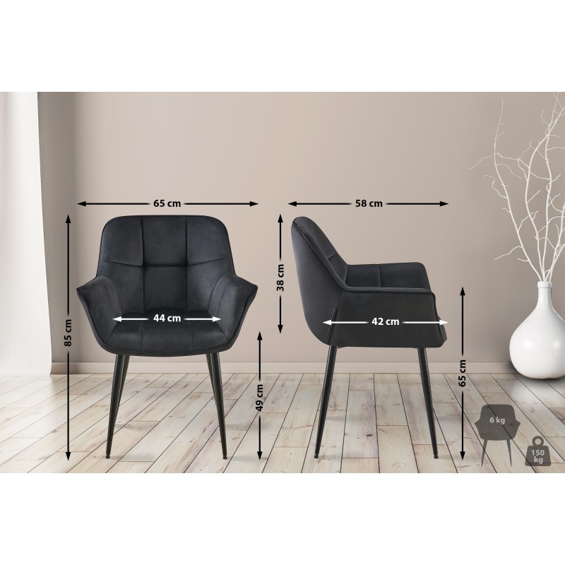 Silla de comedor Roseville de terciopelo negro