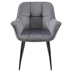 Silla de comedor Roseville en terciopelo gris oscuro