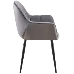 Silla de comedor Roseville en terciopelo gris oscuro