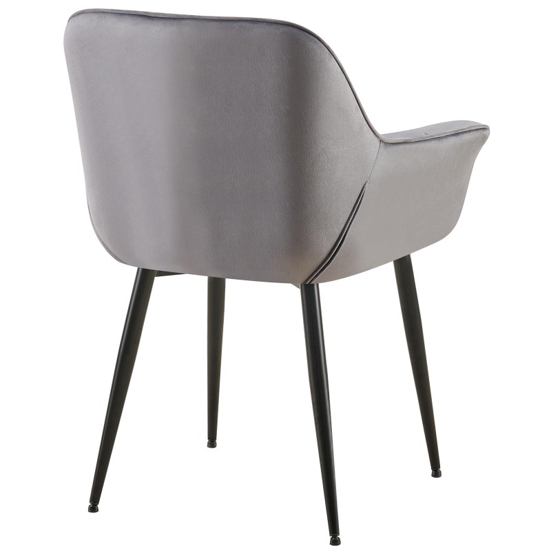 Silla de comedor Roseville en terciopelo gris oscuro
