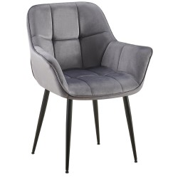 Silla de comedor Roseville en terciopelo gris oscuro