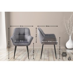 Silla de comedor Roseville en terciopelo gris oscuro