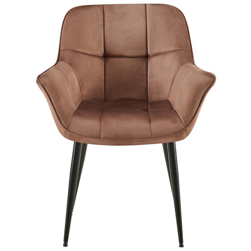 Silla de comedor Roseville de terciopelo marrón