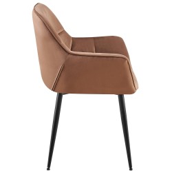 Silla de comedor Roseville de terciopelo marrón