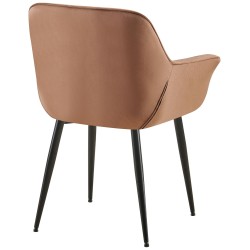 Silla de comedor Roseville de terciopelo marrón