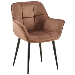 Silla de comedor Roseville de terciopelo marrón