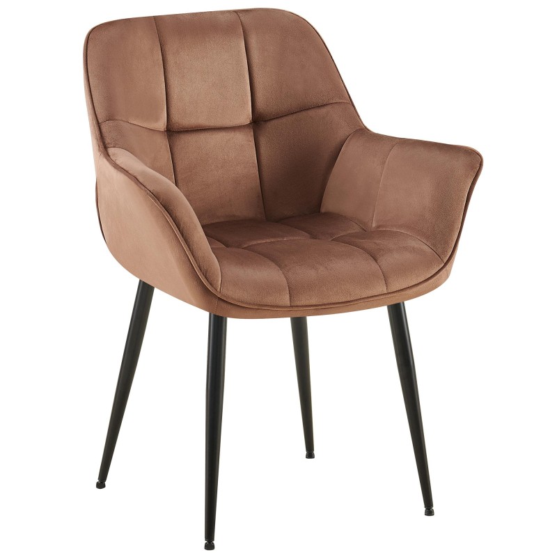 Silla de comedor Roseville de terciopelo marrón
