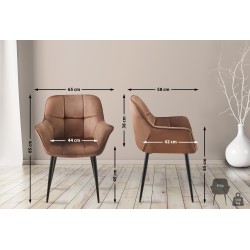 Silla de comedor Roseville de terciopelo marrón