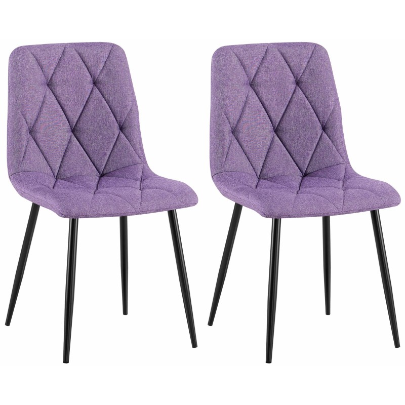 Juego de 2 sillas de comedor en tela Clairton morada