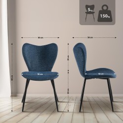 Silla de comedor Maika en tela azul