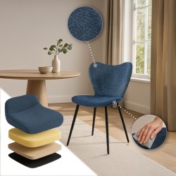 Silla de comedor Maika en tela azul Silla de comedor Maika en tela azul