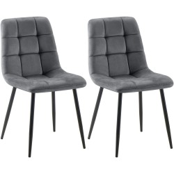 Juego de 2 sillas de comedor Tilde de terciopelo gris oscuro