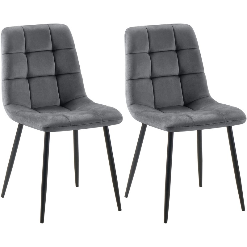 Juego de 2 sillas de comedor Tilde de terciopelo gris oscuro