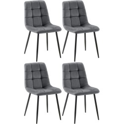 Juego de 4 sillas de comedor Tilde en terciopelo gris oscuro